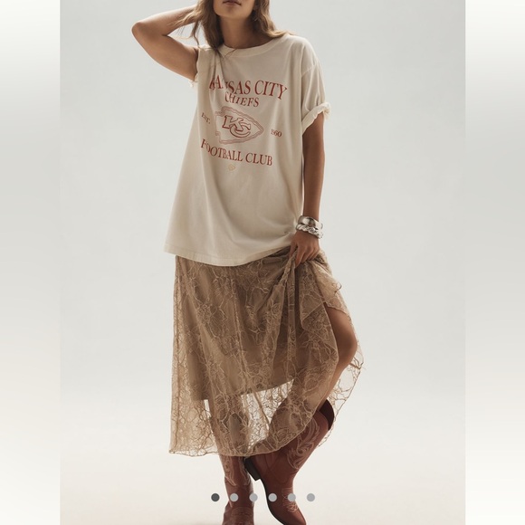 Anthropologie Asymmetrical Drop Waist Lace Midi Skirt - Picture 2 of 12